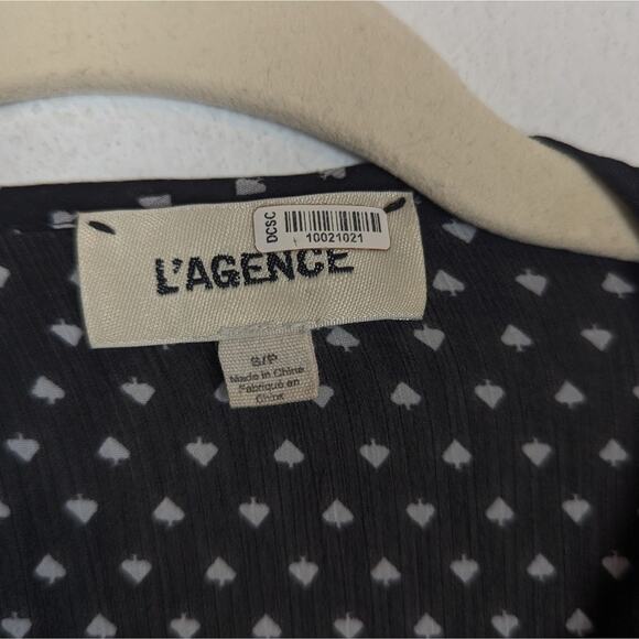 L'Agence Black & Ivory Carte A Jouer Spade Tabitha Ruffle Sheer Blouse - Picture 7 of 7